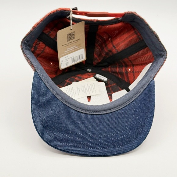 Patagonia Range Flat Brim Snapback Cap Cascade Red Flannel Hat NWT - Picture 5 of 5